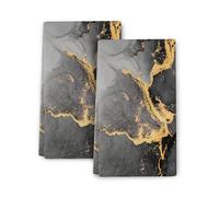 Strofinacci decorativi da cucina in marmo nero, grigio, oro, 40,6 x 61 cm, strofinacci da cucina astratti moderni, confezione da 2 pezzi, per cucina, bagno, fattoria, decorazione per la casa