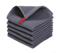 Strofinacci in cotone naturale con design per assorbire efficacemente le fuoriuscite, set di asciugamani da cucina morbidi e leggeri, con gancio per appenderlo per un accesso rapido (grigio scuro)