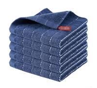 Strofinacci in morbido cotone con motivo a scacchi, 5 pezzi di stracci assorbenti per la pulizia e l'asciugatura della cucina (blu)