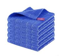 Strofinacci in morbido cotone con motivo a scacchi, 5 stracci assorbenti per la pulizia e l'asciugatura della cucina (blu scuro)