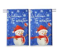 Strofinacci natalizi per la cucina, strofinacci natalizi per la cucina con decorazioni a forma di pupazzo di neve, asciugamani natalizi Let It Snow, set di 2 asciugamani decorativi stagionali natalizi