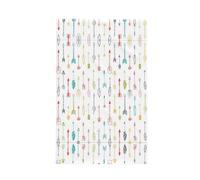 Strofinaccio da cucina riutilizzabile con stampa a nido d'ape e motivi colorati disegnati a mano con frecce in stile boho, panno per i piatti per le faccende domestiche con anello per appenderlo.