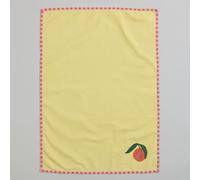 Strofinaccio in cotone giallo con stampa e bordo multicolore 50x70 cm