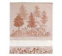 Strofinaccio in Puro Cotone da ricamare a Punto Croce, Asciugapiatti con Tela Aida, Disegno Selva, Cerviatto e Lepre nella Foresta, Misura 60×75 cm (22 Arancione)