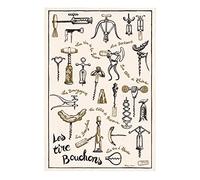 Strofinaccio stampato Les tire-bouchons Ecru 48x72 cm Winkler