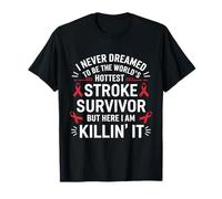 Stroke Survivor Red Ribbon Support Awareness Funny Warrior Maglietta