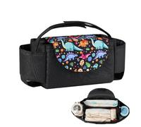 Stroller Organizer, Portable Stroller Pouch, 8.27x4.72x4.72 Inches Multi-Pocket Bag with Cup Holder, Strong Straps, Detachable Strollers Caddy for Daily Essentials, Tissue, Diaper and Milk Bottle Use