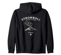 Stromboli Isole Eolie Vulcano Italia Bandiera Italiana Felpa con Cappuccio