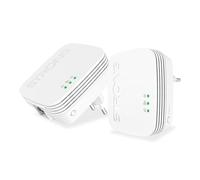 STRONG AV1000Mbps Kit Powerline, Ripetitore Powerline Ethernet HomePlug AV2, Plug & Play con Tasto Pair, Porte Gigabit, Modalità Risparmio Energetico, Design Compatto