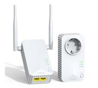 STRONG AV600 Kit Powerline con Pass-Through, WiFi 300Mbps, Presa Integrata, Ripetitore Powerline WiFi HomePlug AV2, Plug & Play, Modalità Risparmio Energetico, Port LAN 100Mbps (POWERLWF600DUOEUV2)