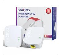 STRONG AV600 Kit Powerline Ethernet Compatto, Porta LAN 100 Mbps, Kit da 2 | Plug & Play, Connessione Sicura, Risparmio Energetico, Compatibile con Ogni Router, Internet Stabile per TV, PC e Console