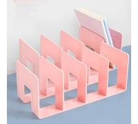 Strong Book Shelf Smooth Edges Bookshelves Without Burrs Bookcases For Small Spaces Desktop Bookshelf 12.6x5.7x5.1inch Space Saving Furniture Transparent, White, Black, Pink, Green, Blue, Violet(Pink)