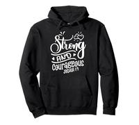 Strong & Courageous Bible Verse Tee for Women Men Christian Felpa con Cappuccio