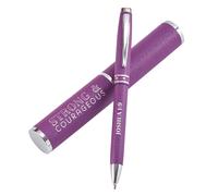 Strong & Courageous Purple Stylish Classic Pen in Matching Gift Case - Joshua 1: