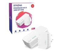 STRONG Kit adattatore di rete Powerline WiFi AV1000, extender Internet WiFi Powerline AC1200, Plug & Play con pulsante di associazione, porte Gigabit Ethernet, modalità di risparmio energetico