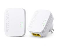 STRONG Kit Powerline WiFi AV600, WiFi 300 Mbps, 2 Porte Ethernet LAN | Powerline Adapter, Plug & Play, compatibile con ogni router, Internet via rete elettrica per TV, PC, console e smart working