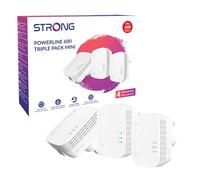 STRONG POWERL600DUOMINIUK AV600 Mini Powerline Adapter Starter Kit, confezione da 3, portata fino a 300 m, nessuna configurazione richiesta, spina UK, bianco