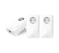 STRONG - Powerline 1000 Triple EU - 3 Adattatori 1000 Mbps - Accesso a Internet Veloce - Presa Passante Schuko - Portata di 300m - Per Tutti i Modem/Router - Ethernet - Installazione Facile - Bianco