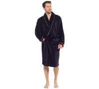 Strong Souls Accappatoio da uomo di lusso in pile morbido e caldo accappatoio da bagno per uomo, Bordo della corda - Navy, M