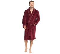Strong Souls Accappatoio da uomo di lusso in pile morbido e caldo accappatoio da bagno per uomo, Corda Trim - Borgogna, L