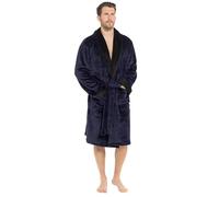 Strong Souls Accappatoio da uomo in pile di lusso con colletto in raso, vestaglia per la casa, idea regalo, Marina Militare, XL