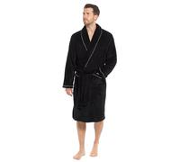 Strong Souls Accappatoio da uomo in pile morbido e caldo, ideale come regalo per uomo, Corda Trim - Nero, L