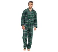 Strong Souls - Pigiama tradizionale da uomo, 2 pezzi, Verde, a quadretti., XL