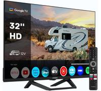STRONG SRT32HG4723C 32'' TV HD - DVB-S2/C/T2, 12V Ideale per camper, cucina, camera da letto, barca, 2 porte HDMI (1 ARC) + 1 porta USB + Mini-AV + Presa antenna/satellite - Nero