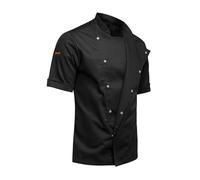 strongAnt easyMove - Giacca da cucina da uomo, a maniche corte, con bottoni a sfera, slim fit, uniforme da cucina, Bottoni automatici easyMove neri, S