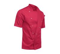 strongAnt Giacca cottone da Cuoco da Uomo Slim Fit Stretch BW con Bottoni a Pressione, Giacca da Fornaio - Manica Corta - Rosa, XL