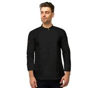 strongAnt Giacca da chef uomo a maniche lunghe con bottoni a pressione easyClean e dryMesh, giacca slim fit da chef moderna, giacca da panettiere - Nero, M