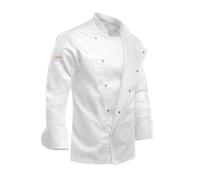 strongAnt Giacca da Chef Uomo a Maniche Lunghe con Bottoni a Pressione Slim Fit Uniforme Moderna per Panettiere - Bianco, XL