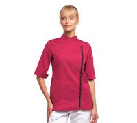 strongAnt Giacca da cucina da donna, a maniche corte, elasticizzata, con bottoni a pressione o chiusura lampo, uniforme da cucina, XXL