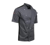 strongAnt Giacca da cuoco da uomo moderna idrorepellente con bottoni a pressione maniche corte slim fit - Grigio, S