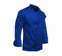 strongAnt Giacca da Cuoco Uomo con Schiena Elasticizzata EasyClean, Moderna, a Maniche Lunghe e Bottoni a Sfera Slim Fit Blu, M