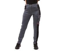 strongAnt Pantaloni da Lavoro Donna Stretch con Tasche per Ginocchiere - Grigio/Nero, Taglia: 42