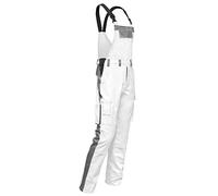strongAnt - Salopette da uomo con bretelle e tute Berlin easyClean con tasche per ginocchiere, tuta pittore - Made in Europe - Bianco-Grigio, Bianco-grigio-facile da pulire., 90 cm