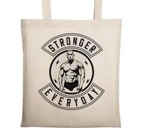 Stronger Everyday - Borsa tote in cotone ecologico naturale, colore: Beige
