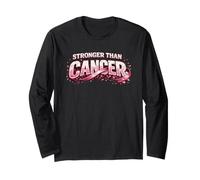 Stronger Than Cancer con Nastro Rosa per Il Cancro al Seno Maglia a Manica