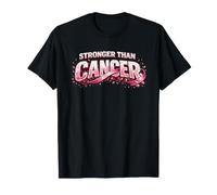 Stronger Than Cancer con Nastro Rosa per Il Cancro al Seno Maglietta