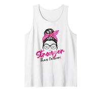 Stronger Than Cancer Messy Bun Pink Warrior Support Squad Canotta