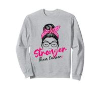 Stronger Than Cancer Messy Bun Pink Warrior Support Squad Felpa