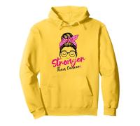 Stronger Than Cancer Messy Bun Pink Warrior Support Squad Felpa con Cappuccio