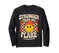 Stronger Than My Flare Groovy Psoriasis Awareness Maglia a Manica