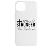 Stronger Than the Storm Faith Bible Verse Sign Inspirational Custodia per iPhone 14 Plus