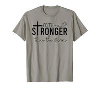 Stronger Than the Storm Faith Bible Verse Sign Inspirational Maglietta