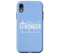 Stronger Than the Storm Faith Sign Bible Verse Inspirational Custodia per iPhone XR