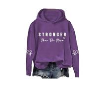 Stronger Than The Storm Felpa con cappuccio, unisex, con stampa a lettere Positive Energy, casual, girocollo, Viola, XL