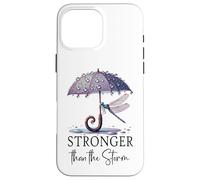 Stronger Than the Storm Psalm 93 Christian Purple Dragonfly Custodia per iPhone 16 Pro Max