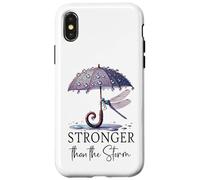 Stronger Than the Storm Psalm 93 Christian Purple Dragonfly Custodia per iPhone X/XS